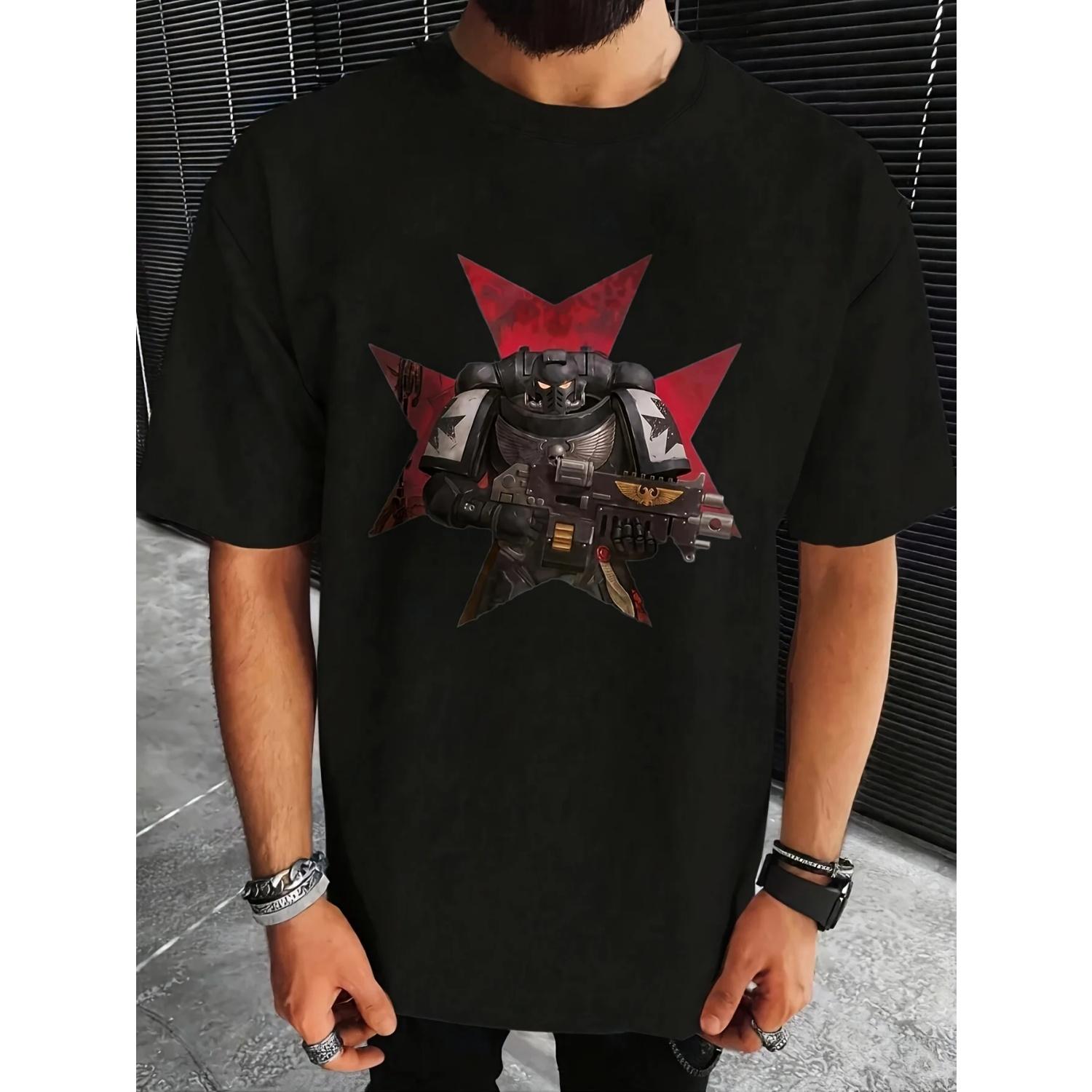 

Black Templar T-shirt -Armored Knight and Red Star Print Medieval Style Combat Armor Design Suitable for Casual and Outdoor Wear XXXXXL чорний