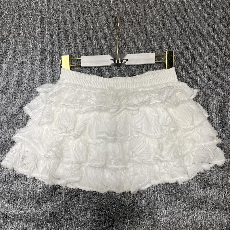 Sweet Elastic Waist Layered Puff A-line Skirt for Women Small