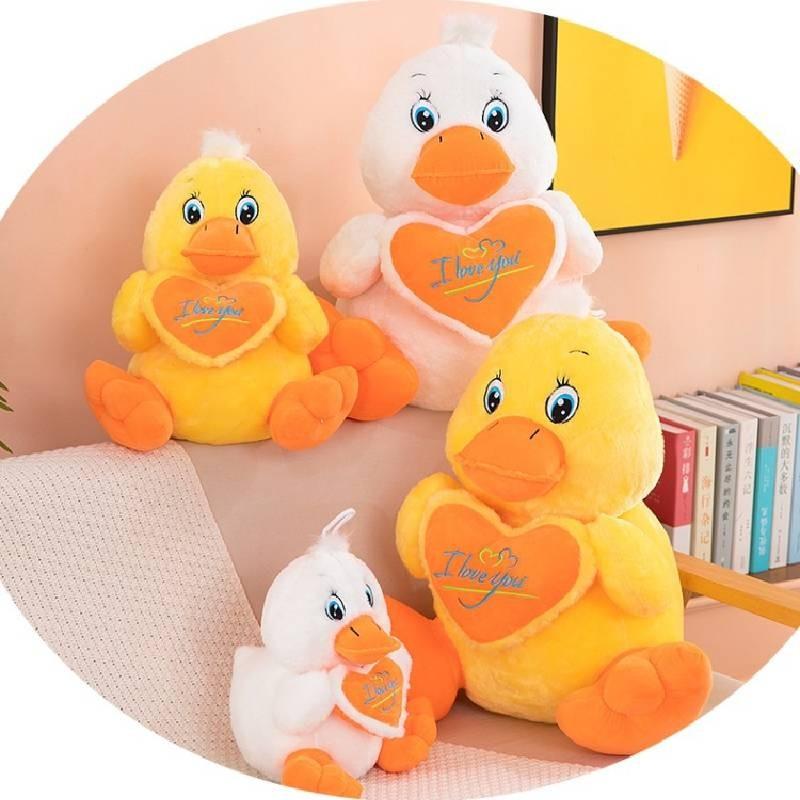 Adorable Cartoon Heart-shaped Duck Plush Pillow Cute Yellow And White Stuffed Toy
