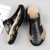 Comfy Summer Flats Hot Sale Mens Sandals Genuine Leather Beach Shoes Breathable Leisure Men Slippers Dual-Purpose Male Footwear