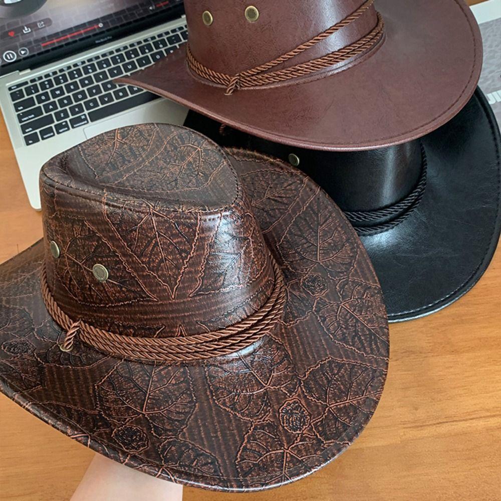 Ethnic Style Cowgirl Jazz Hat Roll Brim Knight Hat Cool Visor Cap  Girls