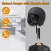 Motorcycle Helmet Holder Wall Mount Helmet Rack with Double Hook 180 Degree Rotation Metal Motorcycle Helmet Hanger Racks