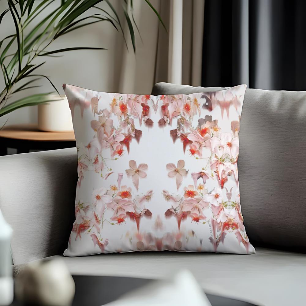 Hot AAallsaints Floraling Cushion Cover Antidustmite Pillowcase Invisible Zipper Silky Short Plush Sofa Cushion Cover