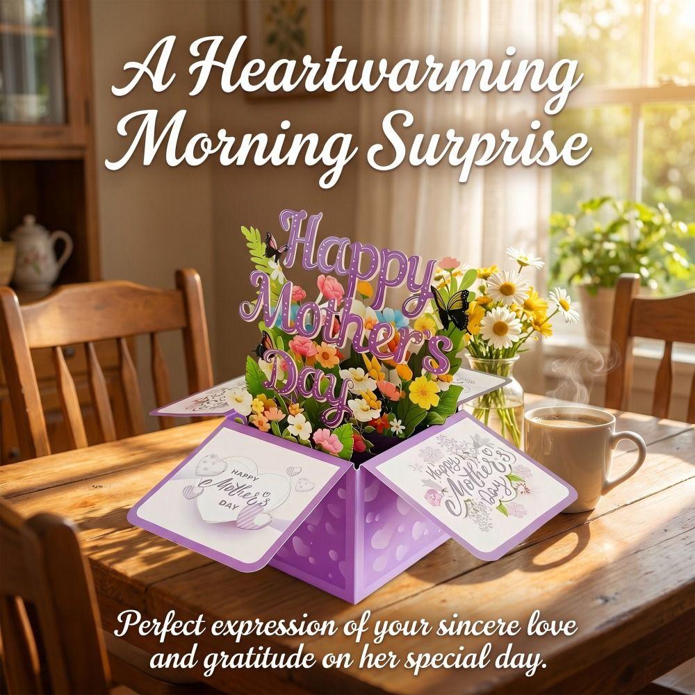 Butterfly 3D Mother's Day Card Flower Flower Pop Up Card Mom Greeting Card Mother's Day Gift
