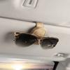 Hanging Protective Car Glasses Holder Strong Magnet Sunglasses Clip PU Leather Sun Visor Space Saving Universal Car Accessories