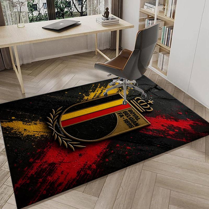 Belgian Football Association Emblem Area Rug Office rug, Chair Rug, Decor Carpet Livingroom bedroom Mat, Large Size Fan gifts Christmas gifts