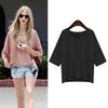 Women's V-Neck Mid-Sleeve Plus Size Loose T-Shirt - Summer Solid Color Versatile Top