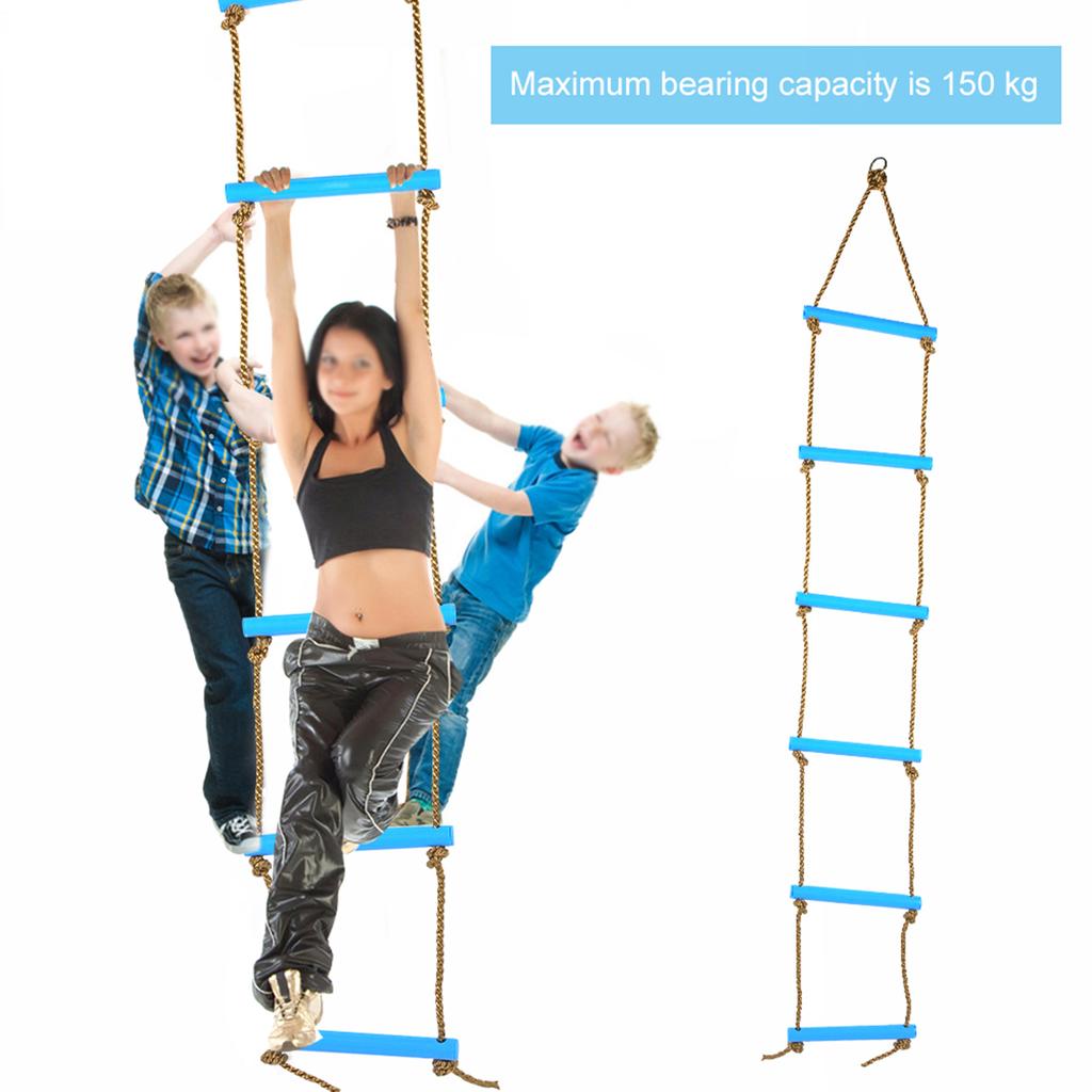 Outdoor Plastik Sechs Abschnitte Kinder Kletterseil Leiter Spielzeug Trainingsgerät (blau)