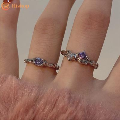 2023 neu gestaltetes Amethyst-Silberring-Set für Frauen, exquisite Twist-Girl-Ringe, Zubehör, Schmuck