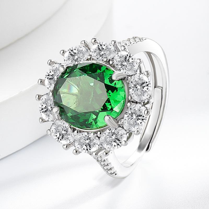 925 Sterling Silver Ice Flower Cut Sunflower Pigeon Egg Color Gem Ring Large Oval Cut High Carbon Diamond Band Women Party Jewelry
