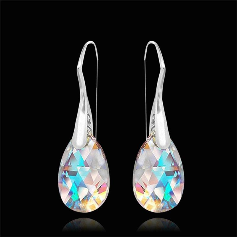 2/3PCS High-Quality Colored Crystal Water Drop Earrings & Pendant Necklace Jewelry Set For Women Bridal Engagement