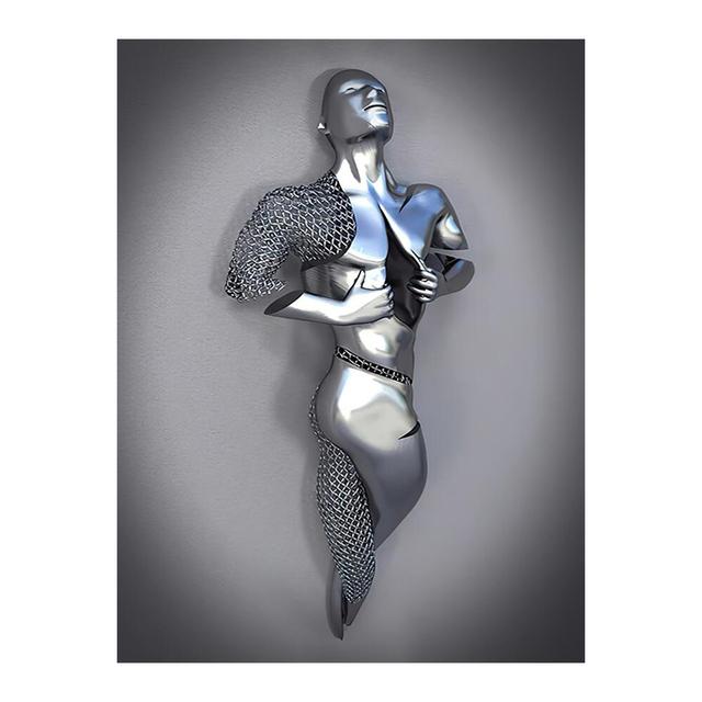 Metal Figure Statue Posters Print Modern Lovers Sculpture Canvas Painting Wall Art Wall Pictures for Room Home Decoration No Frame