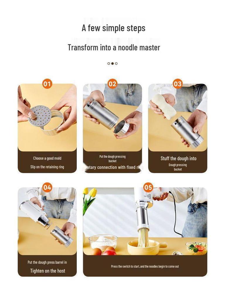 High-Power Stainless Steel Automatic Noodle Maker - Handheld Household Press
