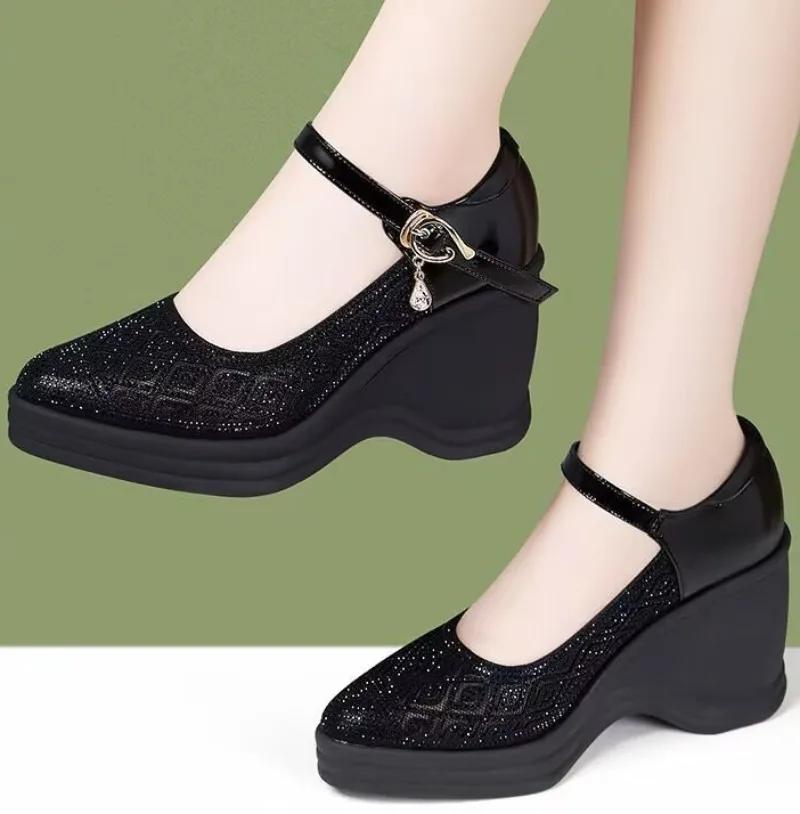 2025 Hot Sale Women's Shoes Buckle Strap Women's High Heels Fashion Crystal Office and Career Sexy Pointed Toe Shoes for Women