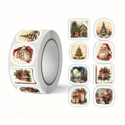 250pcs Vintage Christmas Stickers Self Adhesive Gift Wrapping Card Scrapbooking Christmas Tree Decoration Festive Craft Supplies