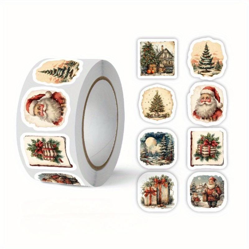 250pcs Vintage Christmas Stickers Self Adhesive Gift Wrapping Card Scrapbooking Christmas Tree Decoration Festive Craft Supplies
