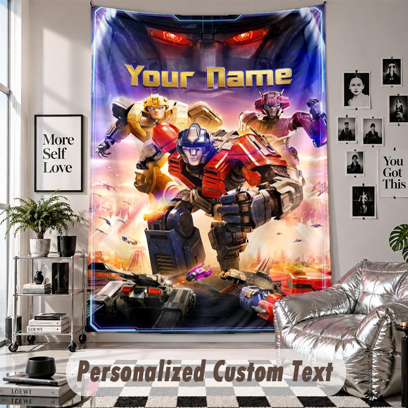 Wall Hanging Tapestry With Custom Name & Text, Transformers Decorative Tapestry For Bedroom