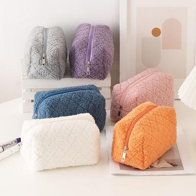 Plush Soft Makeup Bag Simple Cute Large Capacity Pen Case Stationery Box Portable Travel Cosmetics Storage Bag Toiletry Bag