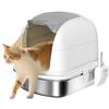 Litière pour Chat en Acier Inoxydable avec Couvercle, pour Chats, Litière Fermée pour Chat avec Couvercle à Rabat, Pelle