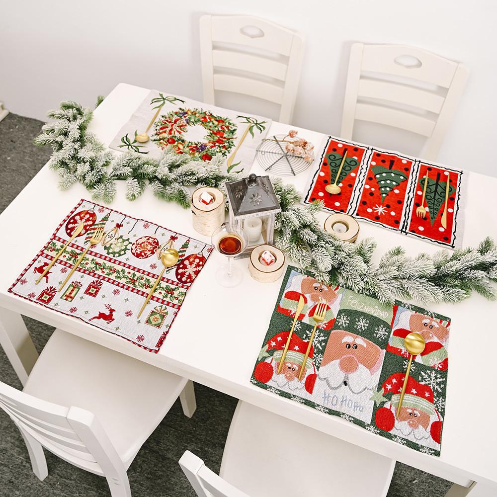 Creative Christmas Table Mats Featuring Colorful Knitted Fabric Designs For Festive Dining