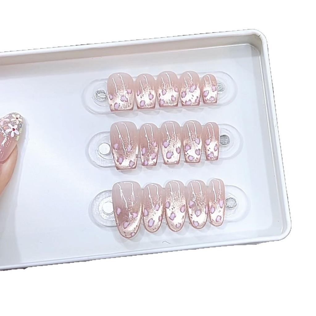 Hand-woven Armor Spring and Summer New Cat Eye Cute Leopard Print High-end Cat Eye Pure Temperament Nail Art Patch