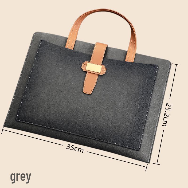 A4 Leather Business Document Bag - Portable Handheld Briefcase