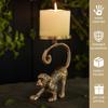 Metal Monkey Pillar Candle Holder Stand for Home Decor | Tabletop Showpiece in Aluminium with Brass Finish