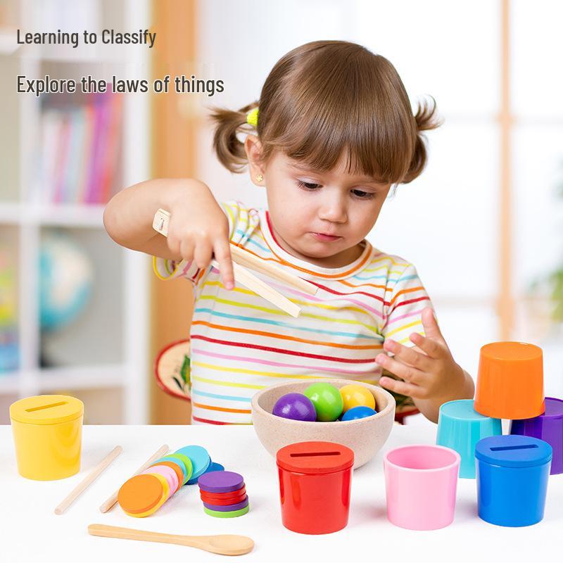 Montessori Wooden Color Sorting & Counting Game for Early Childhood Education