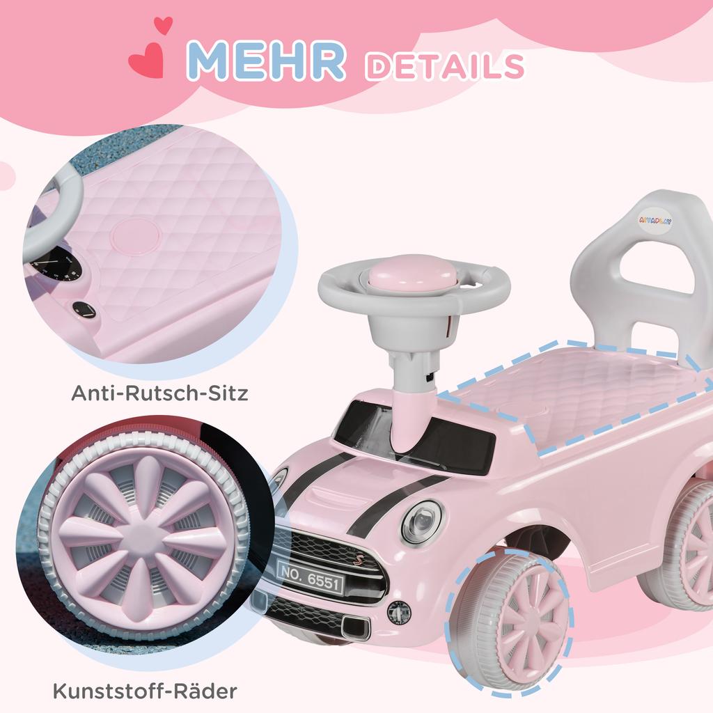 Foot To Floor Ride On Car Sliding Car W/ Air Horn, Anti-Over-Backwards, 18 To 36 Months - Pink
