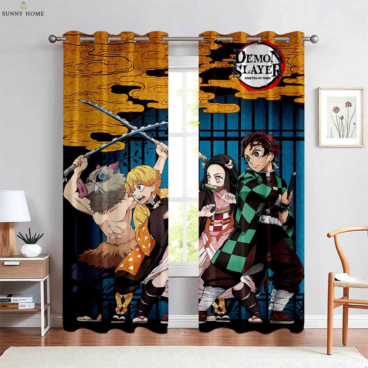 

Аниме мультфильм японские комиксы принтованные шторы подходят для спальни гостиной общежития кабинета декоративные шторы 2 шт. W50xH140(CM)x2PCS&Grommet Top