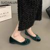 Fashion SUOJIALUN Autumn Women Flat Shoes Fashion Bow-knot Round Toe Shallow Slip On Ladies Boat Shoes Soft Flat Heel Dress Ballerinas S