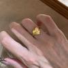 Elegant Gold Heart Ring - Versatile, Fashionable, Adjustable Brushed Finish, Designed for Women’s Index Finger, Trendy and Unique.