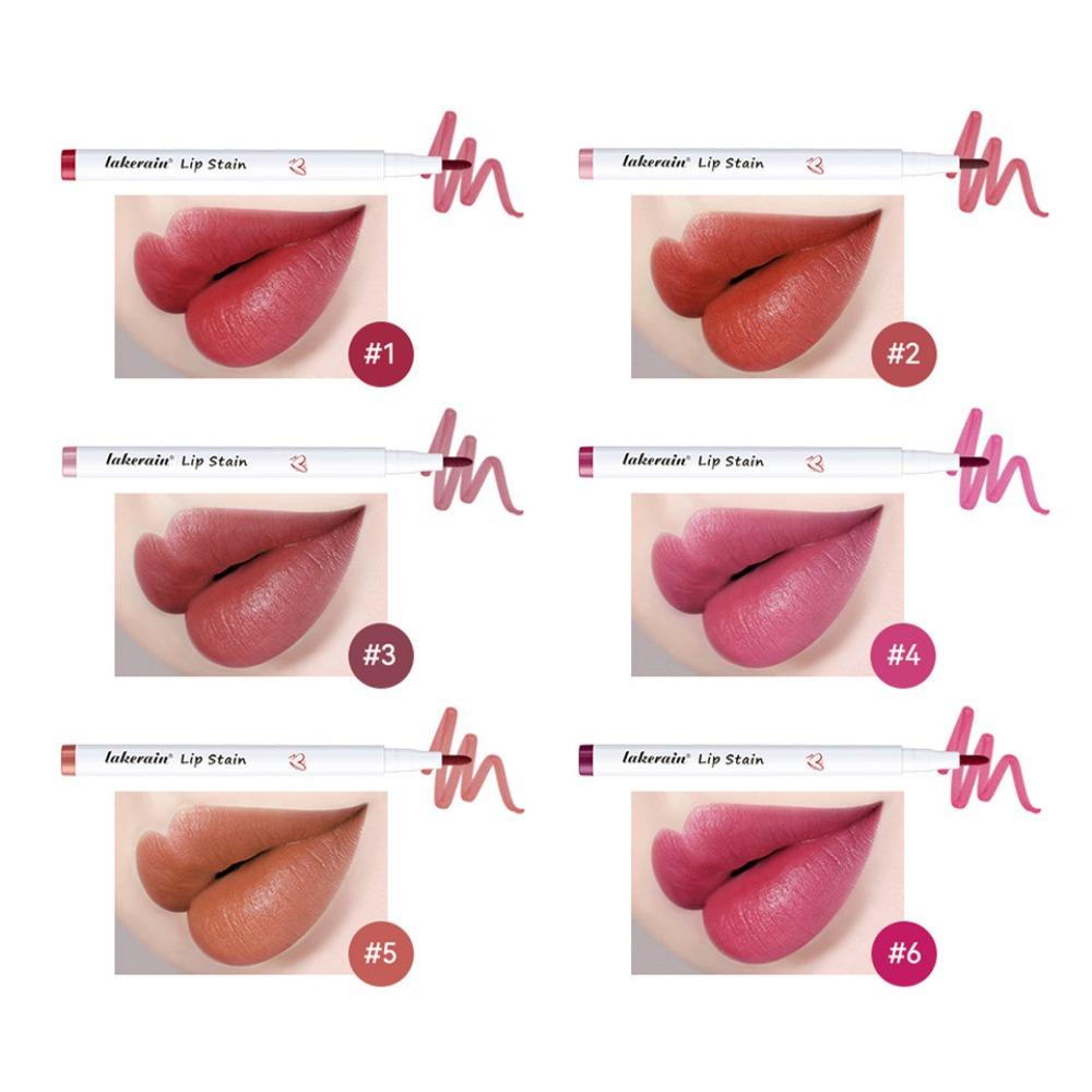 Lakerain Lip Stain Pen: Long-Lasting Waterproof Matte Lip Liner & Kiss-Proof Lightweight Color, 6 Shades for Precise Lip Shaping & All-Day Wear