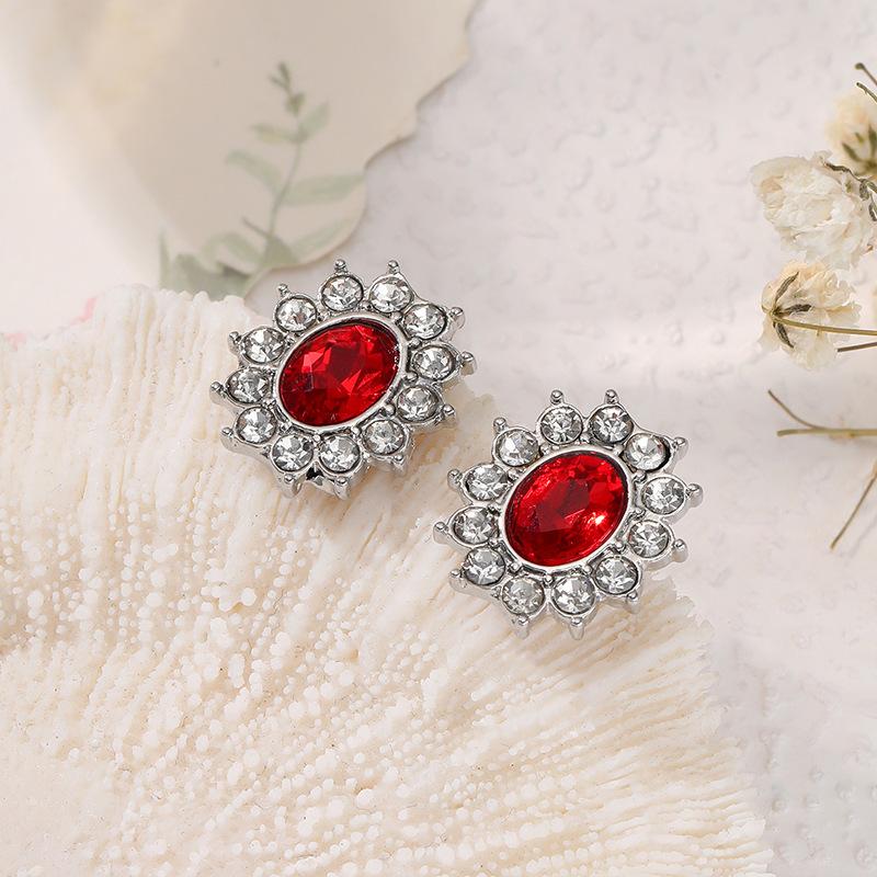 Women's Light Luxury Women's Colored Zircon Earrings, Colorful Treasure Earrings, Multi-color.