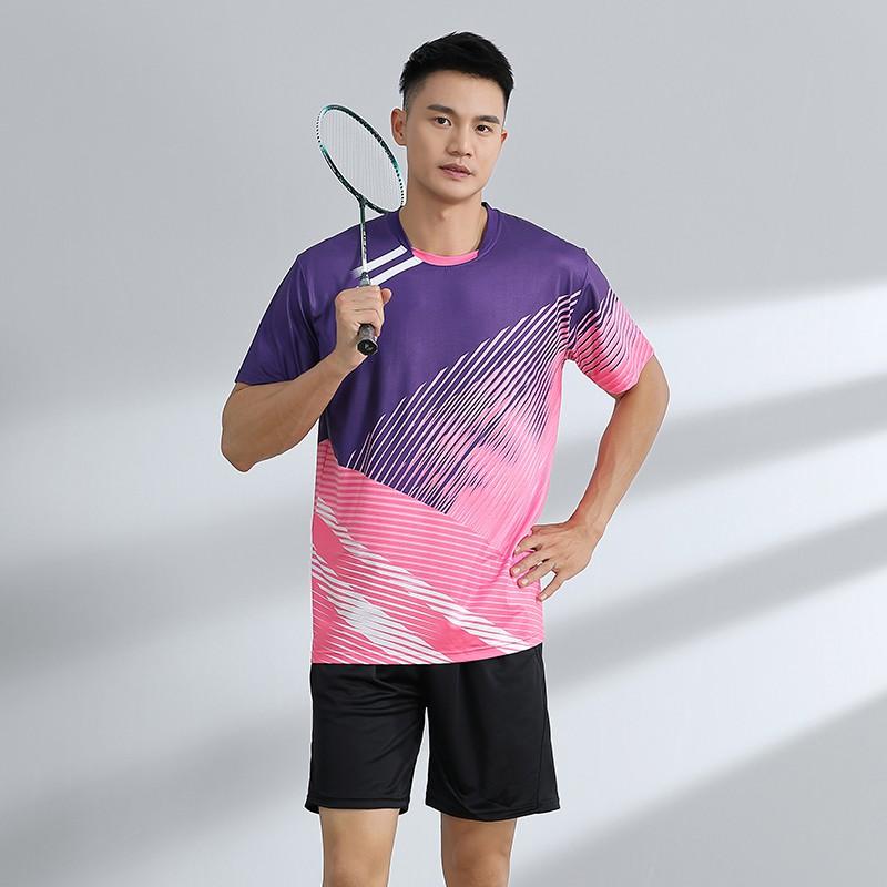 Quick-Dry Badminton Sport Set Men Women Athletic Wear Tennis Volleyball Table Uniform With Number Printing