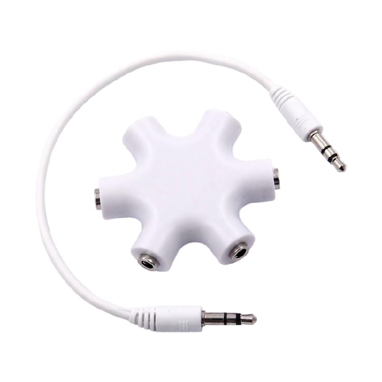6 in 1 Music Sharing Hubs 3.5mm Jacks Splitter Supports 5 Headphones Simultaneous Playbacks AntiInterference Coppers Cores