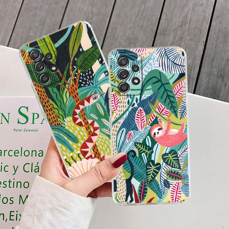Jungle Art Snake Cats Sloth Phone Case For Samsung Galaxy A56 A57 A37 A55 A54 A36 A35 A26 A25 A16 A17 A07 A52 A34 A73 A21s Cover