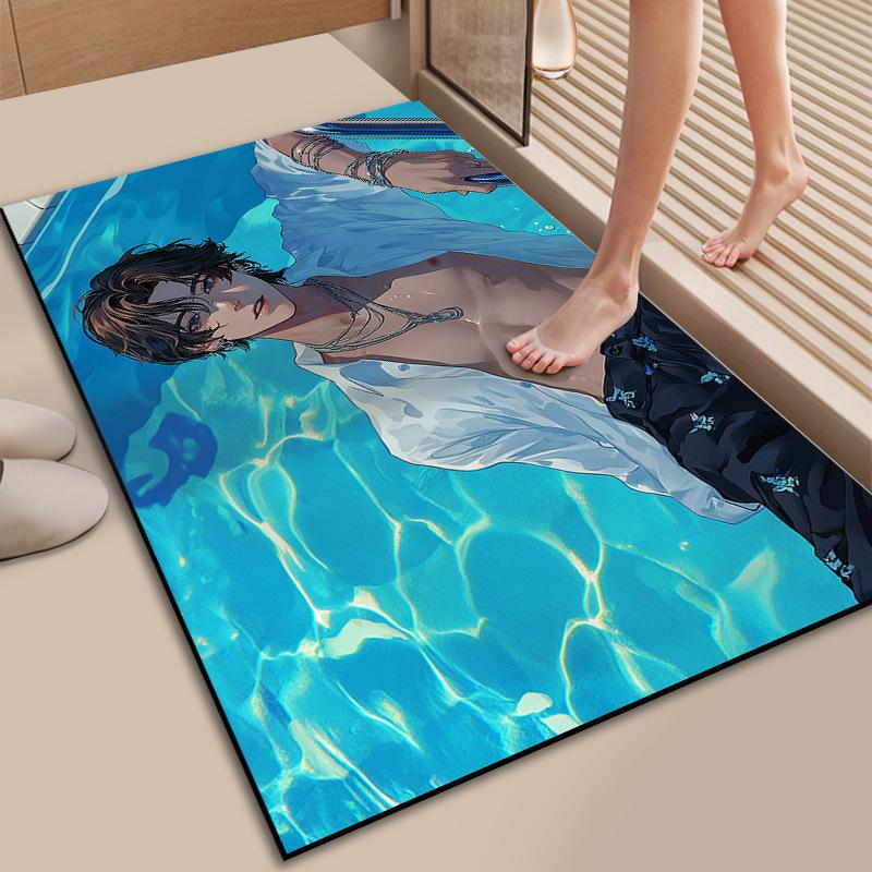 Entry Door Color Signature Handsome Boy Floor Mat Diatom Mud Absorbent Foot Mat Dirt Resistant Entry Door Door Door Mat Carpet Can Be Cut