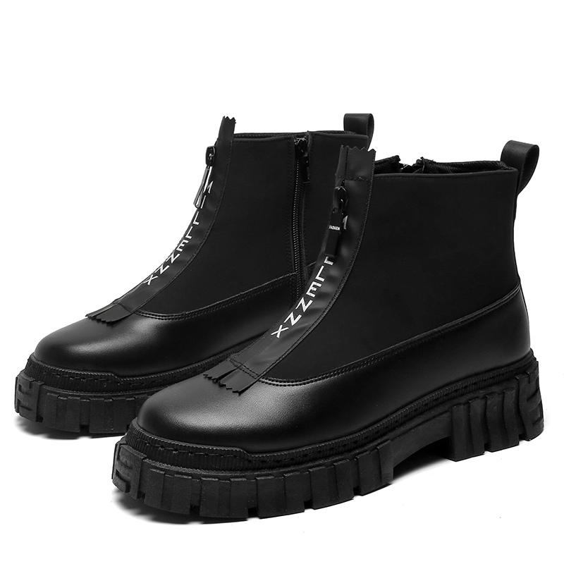 

Модные мужские черные ботинки на молнии, повседневные мотоциклетные ботинки, мужские рабочие ботинки, удобные кожаные ботильоны для мужчин, botas para hombre 39 чёрный