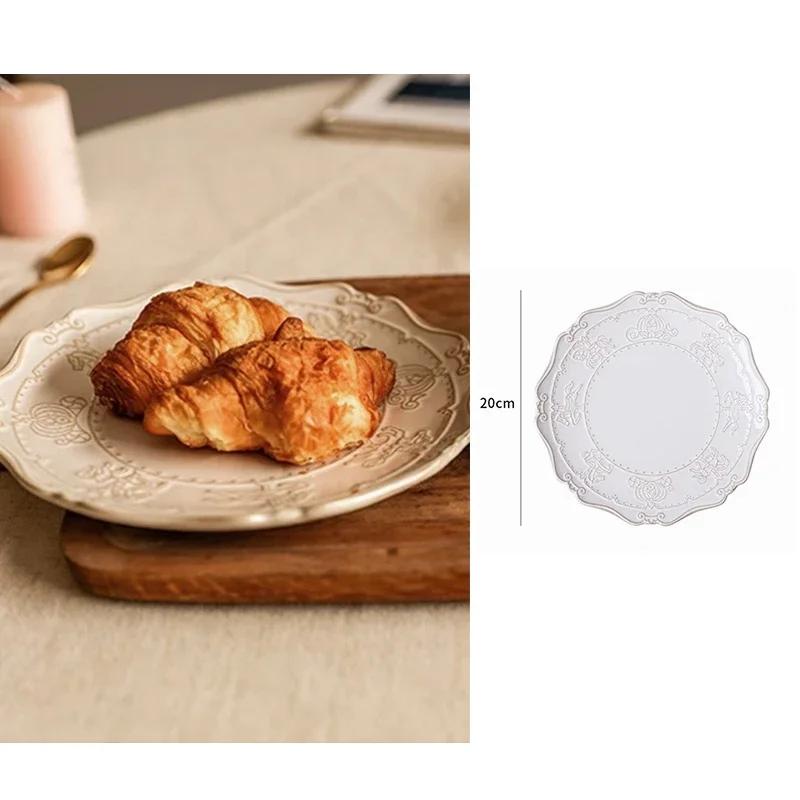 French Retro Tableware and Dish Set Household Ceramic Bowl Kitchen and Dining Table Decorations Home Furnishing Decoration