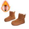 Leather wool snow boots women's winter new thick-soled heightening women's boots thermal velvet boots casual cotton boots