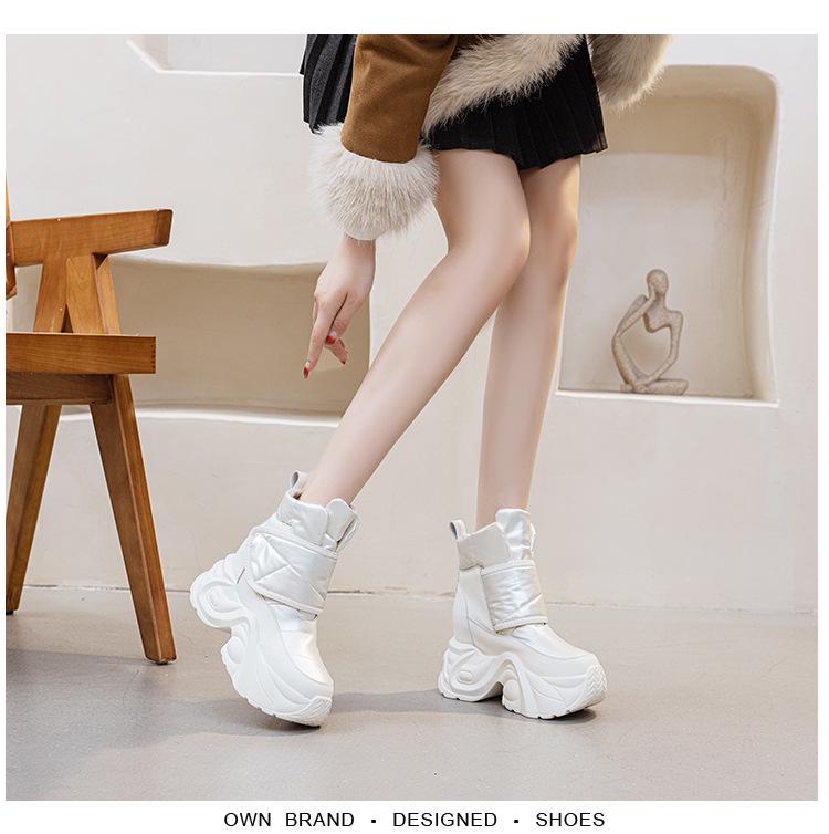 Women's 2025 Winter Ankle Boots: Warm Fleece-Lined Platform with 10CM Height Boost