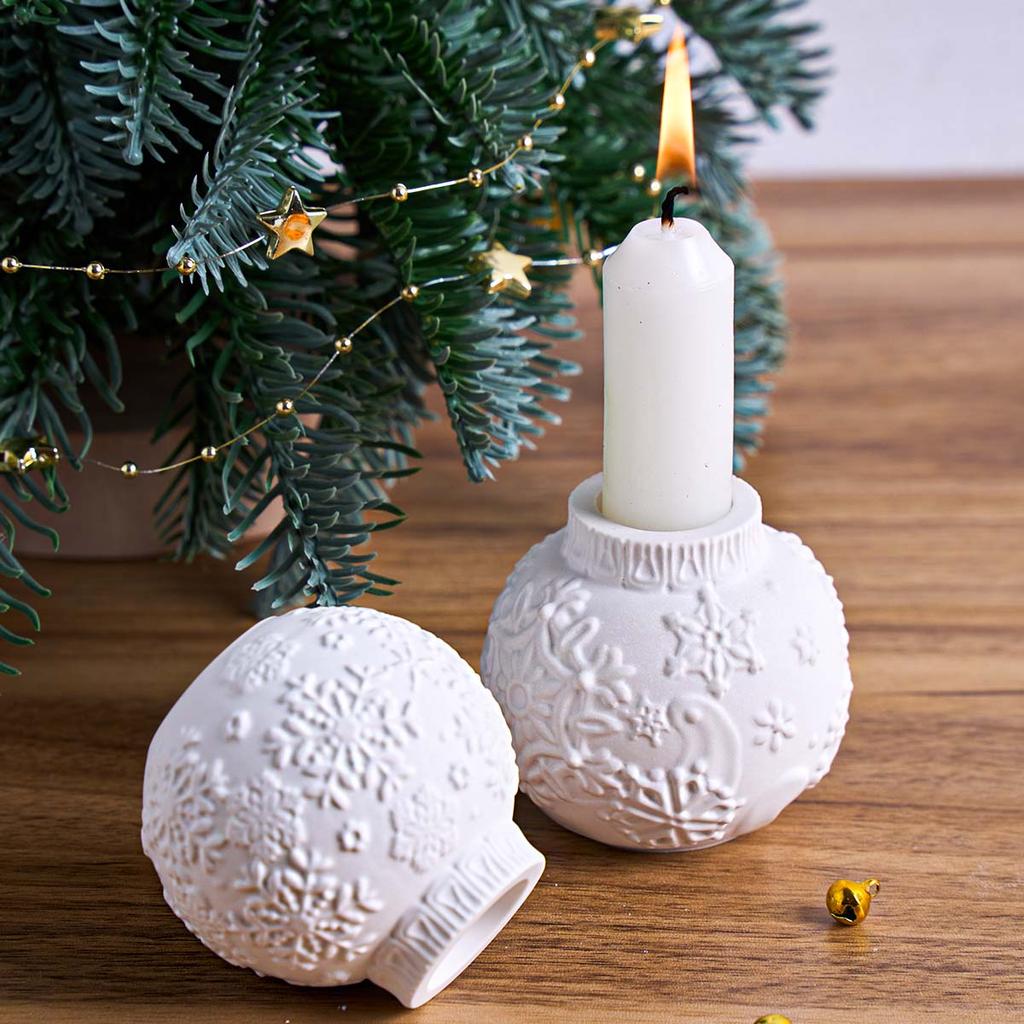 3D Embossed Lantern Snowflake Candle Holder Mold DIY Christmas Ball Snowflake Craft Making Plaster Resin Silicone Molds Home Dec