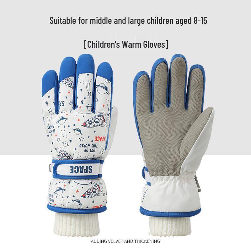 Kids' Winter Ski Gloves: Warm, Fleece-Lined, Thickened, Cold-Proof, Freeze-Resistant, for Boys & Girls