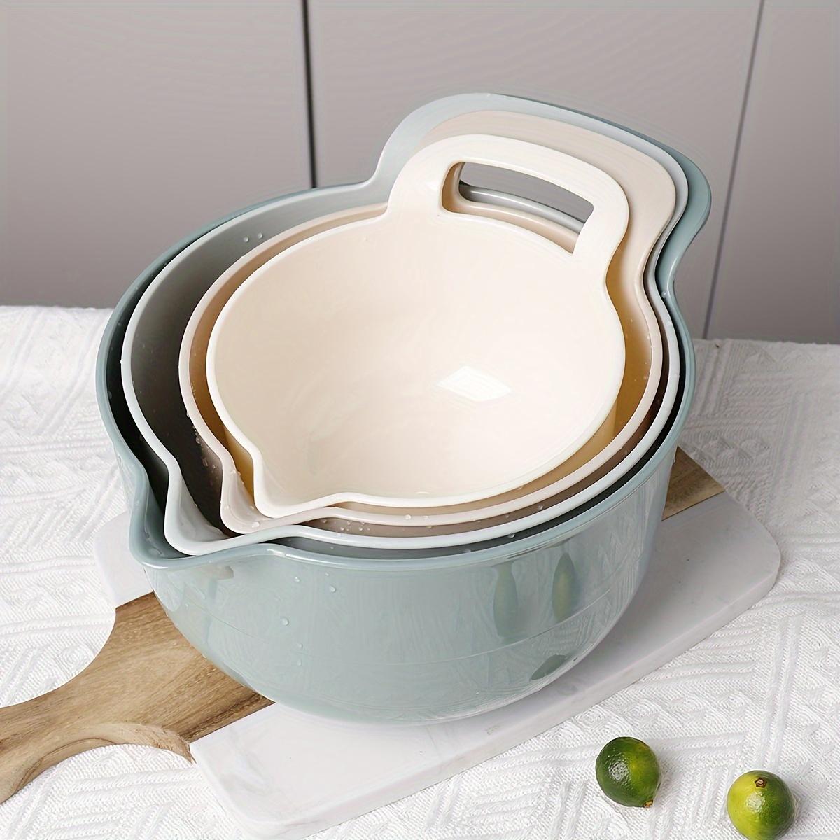 

Набор из 4 пластиковых мисок для смешивания, Нескользящая салатница, Миски для подготовки к выпечке, Многоцелевые миски для полоскания, Кухонные принадлежности, Разные размеры 4pcs