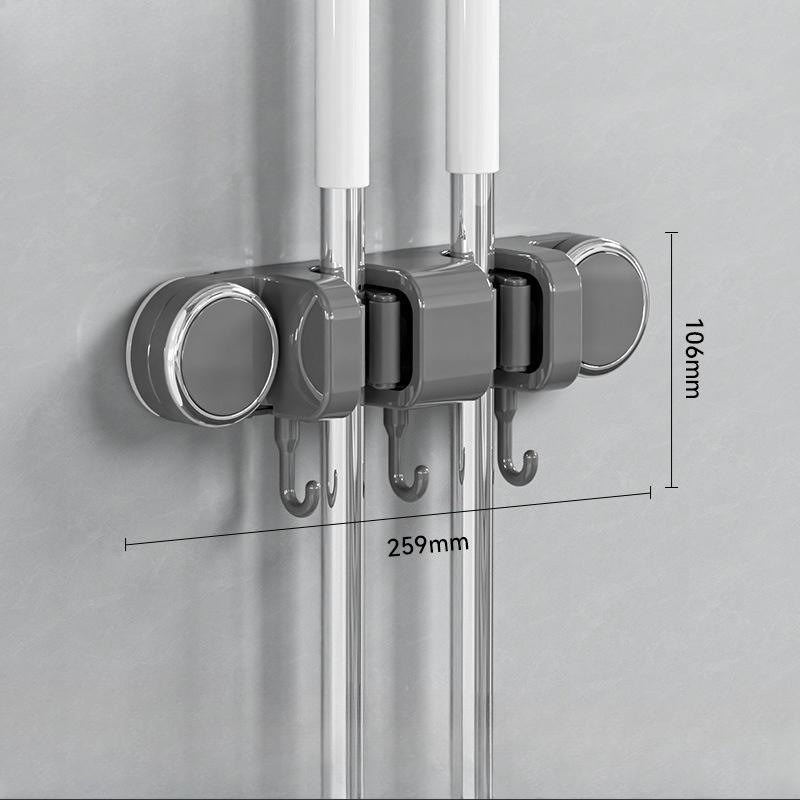 

Присоска Зажим для швабры, Не требует сверления, Бытовой крючок для швабры для ванной комнаты, Настенный зажим, Подвесная стойка, Не оставляет следов, Прочная стойка для швабры Double clamp -three hooks