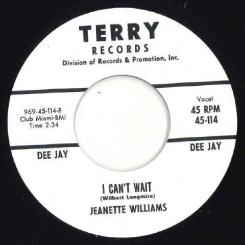 7inch Record JEANETTE WILLIAMS - I Can't Wait / To You 45114 Terry US 1963 US Soul/Funk