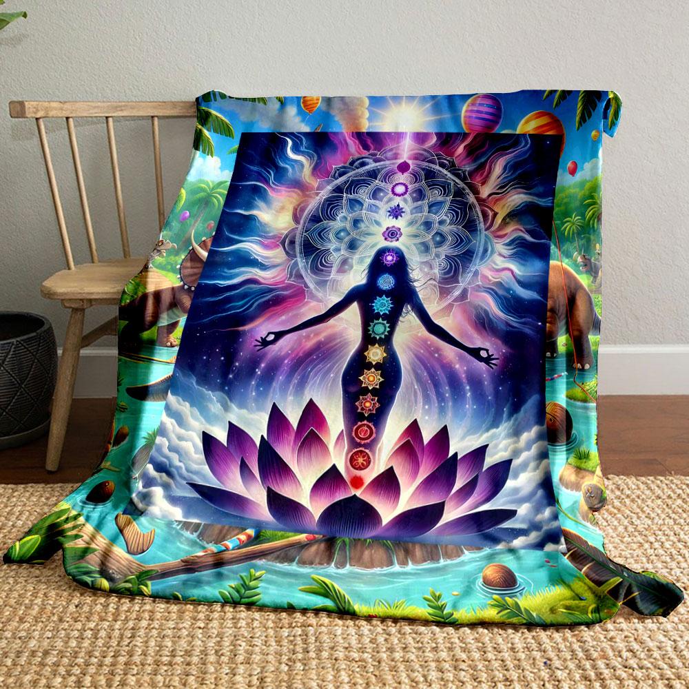 

Chakra Meditation Lotus Blanket bedroom Blanket for Livingroom Couch lunch break Soft throw for Friend s festival Gift 80cm x 120cm