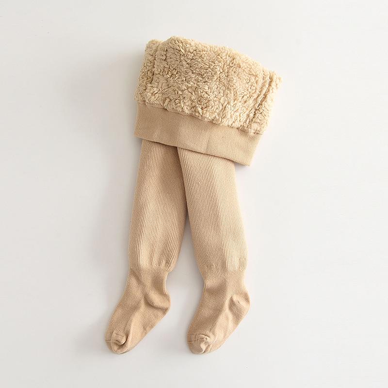 Mädchen Fleecegefütterte Herbst/Winter Strumpfhose: Warmer einfarbiger Body & Leggings für Babys