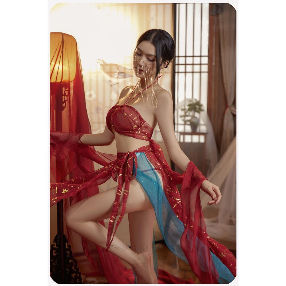 Sexy Underwear Seduces Hanfu Pure Desire Pajamas Women's Small Breasts Sexy Nightgown Antique Large Size Uniform Sao Passion Suit